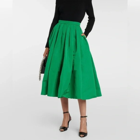 Alexander McQueen Green Gathered Polyfaille Midi Skirt - Size IT 38/US 2 - Picture 10 of 10